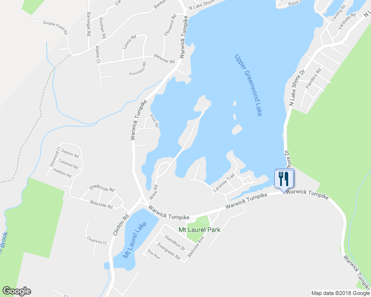 map of restaurants, bars, coffee shops, grocery stores, and more near 68 Witte Road in West Milford