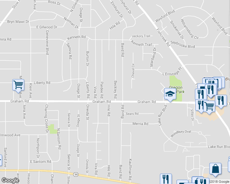 map of restaurants, bars, coffee shops, grocery stores, and more near 4039 Beckley Road in Stow