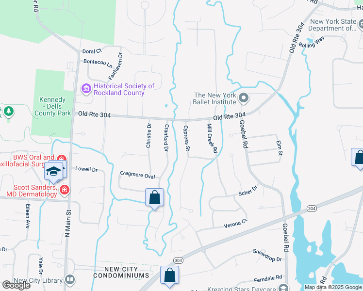 map of restaurants, bars, coffee shops, grocery stores, and more near 110 East Phillips Hill Road in New City