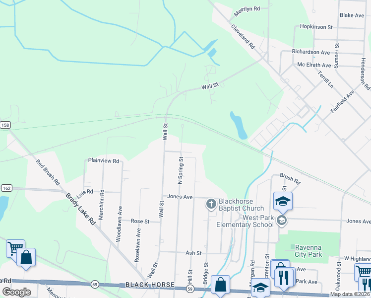 map of restaurants, bars, coffee shops, grocery stores, and more near 6504 San Mar Street in Ravenna