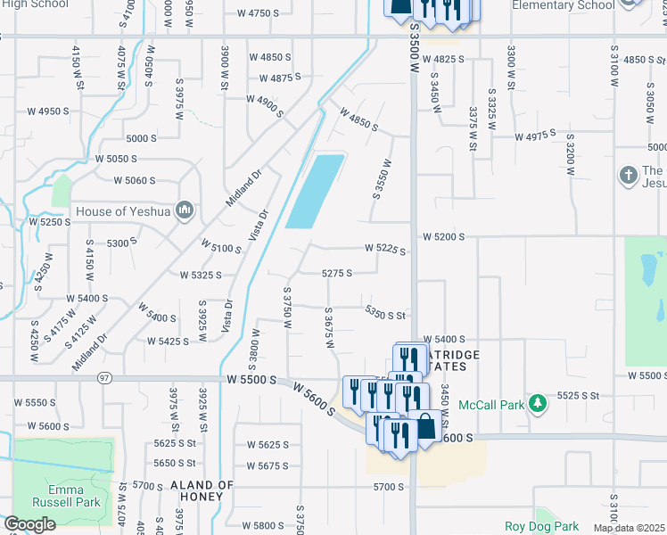 map of restaurants, bars, coffee shops, grocery stores, and more near 3670 5275 South in Roy