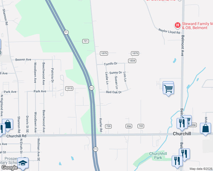 map of restaurants, bars, coffee shops, grocery stores, and more near 1034 Leslie Lane in Girard