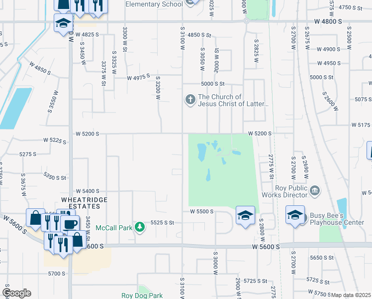 map of restaurants, bars, coffee shops, grocery stores, and more near 5248 South 3100 West in Roy