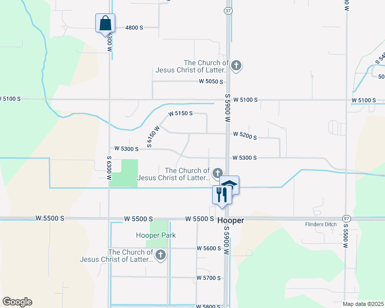 map of restaurants, bars, coffee shops, grocery stores, and more near 6014 West 5300 South in Hooper
