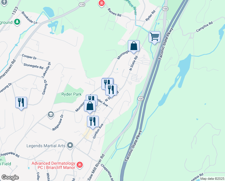 map of restaurants, bars, coffee shops, grocery stores, and more near in Westchester County