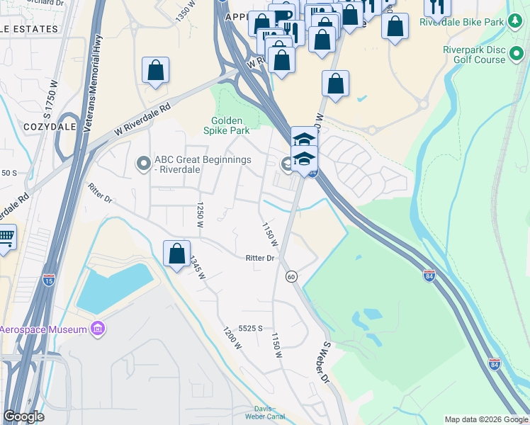 map of restaurants, bars, coffee shops, grocery stores, and more near 1108 5150 South Street in Riverdale