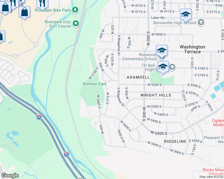 map of restaurants, bars, coffee shops, grocery stores, and more near 535 West 5175 South in Ogden