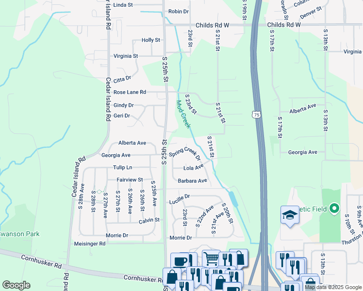 map of restaurants, bars, coffee shops, grocery stores, and more near 2206 George Circle in Bellevue