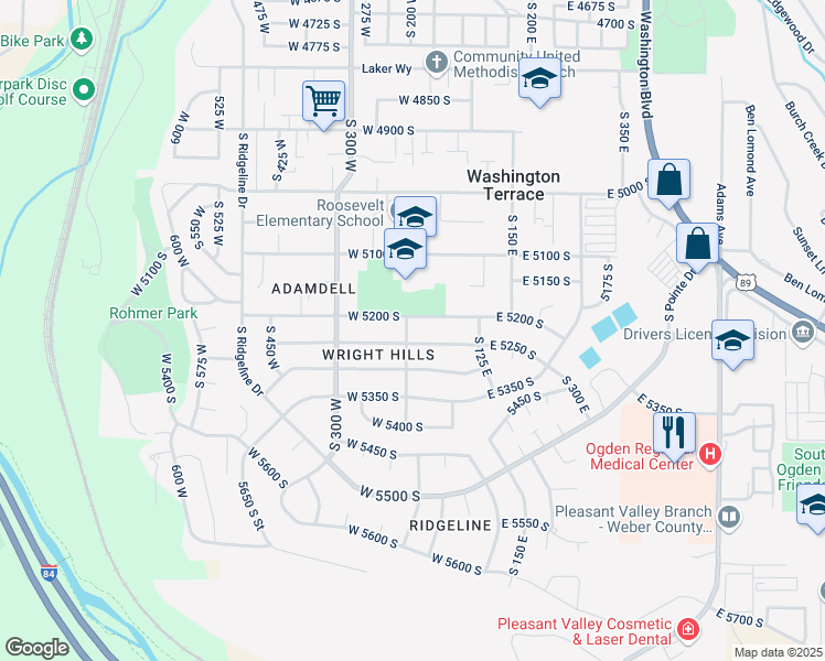 map of restaurants, bars, coffee shops, grocery stores, and more near 5226 South 200 West in Ogden