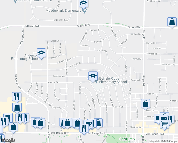 map of restaurants, bars, coffee shops, grocery stores, and more near 2632 Sagebrush Avenue in Cheyenne