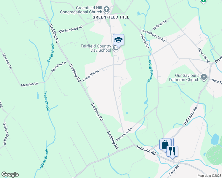 map of restaurants, bars, coffee shops, grocery stores, and more near 2713 Bronson Road in Fairfield