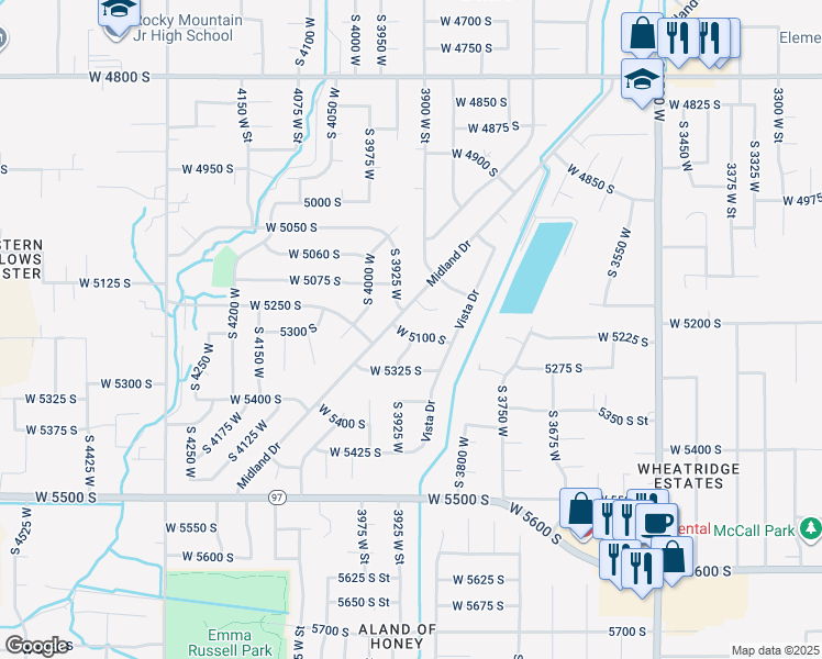 map of restaurants, bars, coffee shops, grocery stores, and more near 3926 West 5100 South in Roy