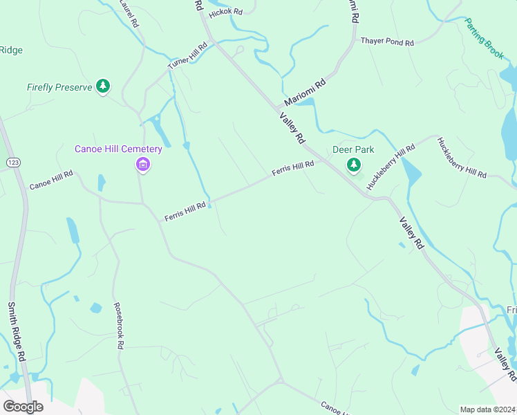 map of restaurants, bars, coffee shops, grocery stores, and more near 121 Ferris Hill Road in New Canaan