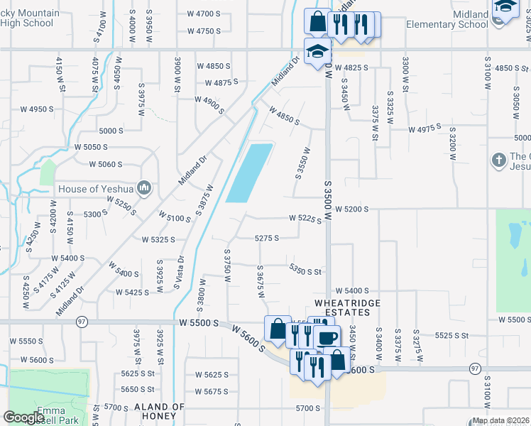 map of restaurants, bars, coffee shops, grocery stores, and more near 3668 West 5225 South in Roy