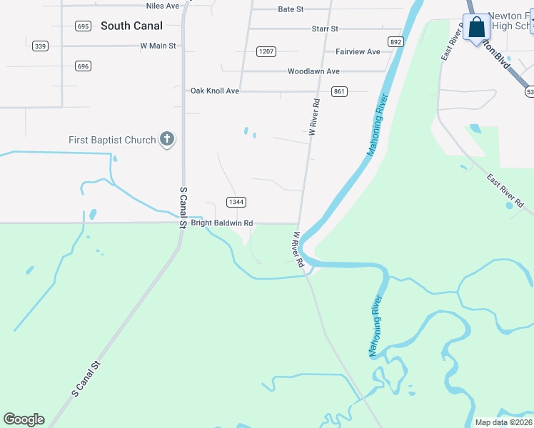 map of restaurants, bars, coffee shops, grocery stores, and more near 5018 Bright Baldwin Road in Newton Falls