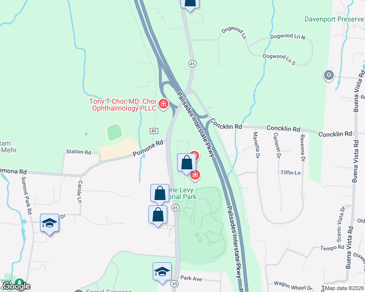 map of restaurants, bars, coffee shops, grocery stores, and more near 2307 Views Way in Rockland County