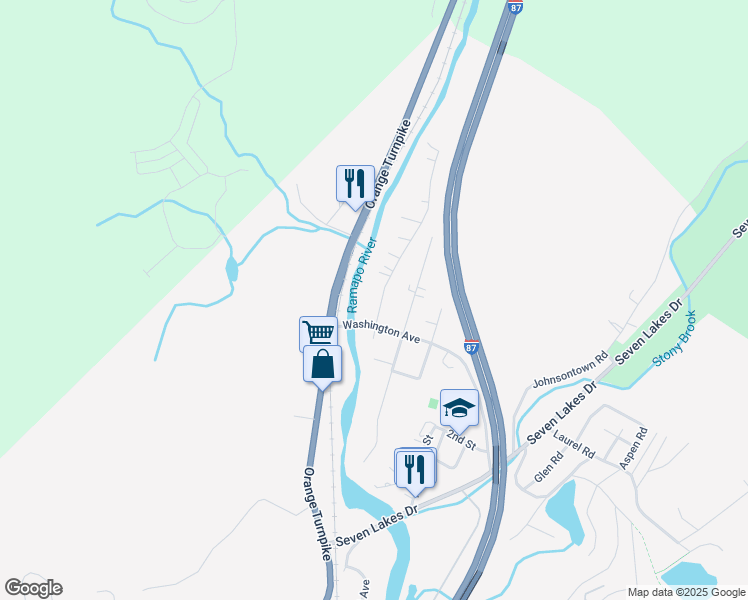 map of restaurants, bars, coffee shops, grocery stores, and more near 9 Lincoln Street in Sloatsburg