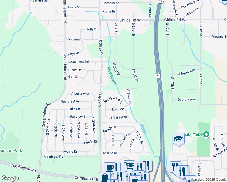 map of restaurants, bars, coffee shops, grocery stores, and more near 2206 George Circle in Bellevue