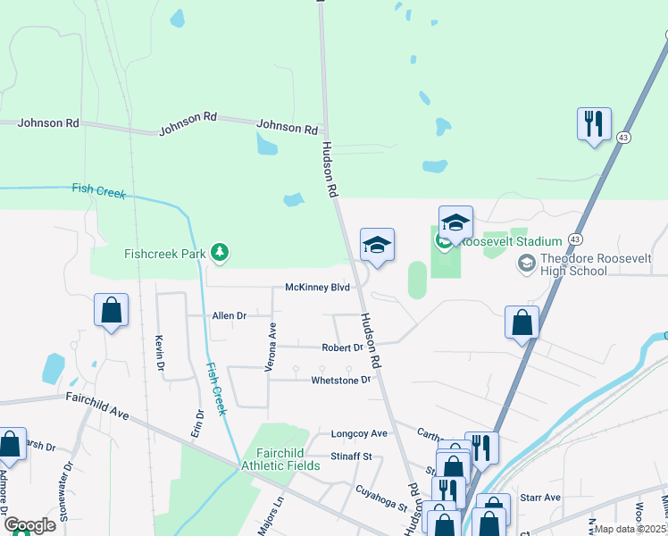 map of restaurants, bars, coffee shops, grocery stores, and more near 1180 Hudson Road in Kent