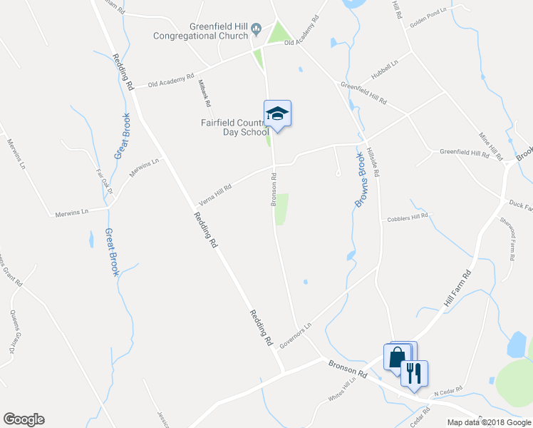 map of restaurants, bars, coffee shops, grocery stores, and more near 2713 Bronson Road in Fairfield