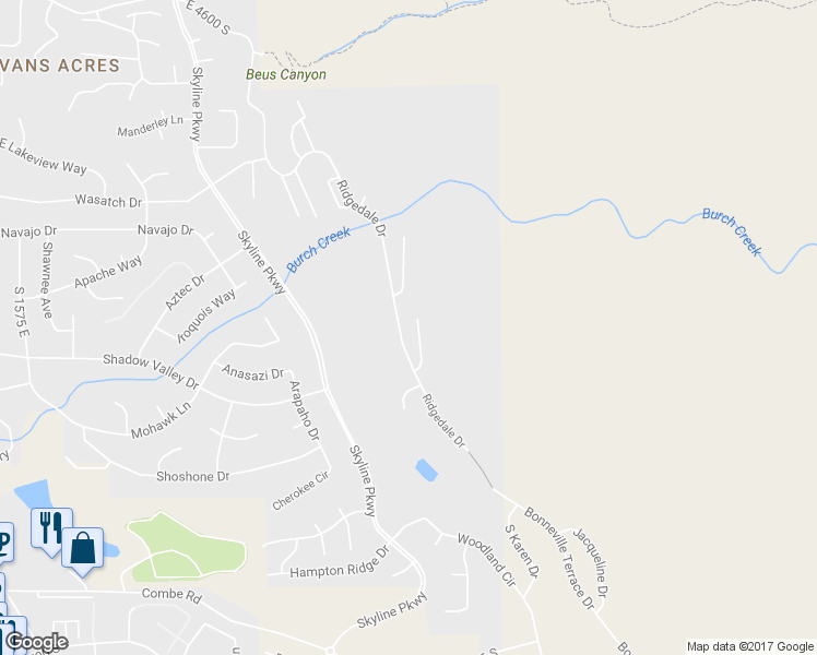 map of restaurants, bars, coffee shops, grocery stores, and more near 5155 Mile High Circle in Ogden