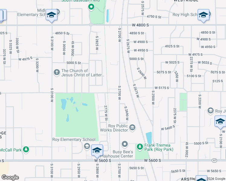 map of restaurants, bars, coffee shops, grocery stores, and more near 5193 South 2700 West in Roy