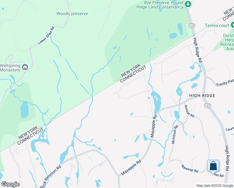 map of restaurants, bars, coffee shops, grocery stores, and more near 93 Rolling Ridge Road in Stamford
