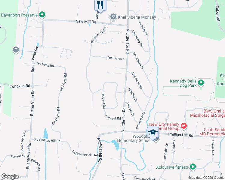 map of restaurants, bars, coffee shops, grocery stores, and more near 4 Cornsilk Road in New City