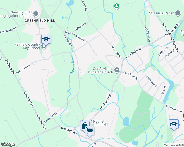 map of restaurants, bars, coffee shops, grocery stores, and more near 195 Cobblers Hill Road in Fairfield