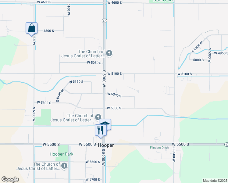map of restaurants, bars, coffee shops, grocery stores, and more near 5195 South 5825 West in Hooper