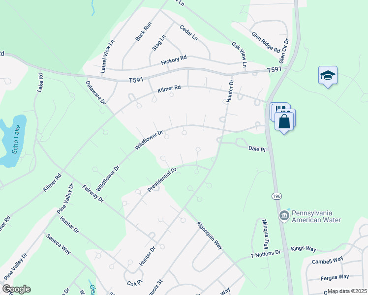 map of restaurants, bars, coffee shops, grocery stores, and more near 416 Roosevelt Lane in Tobyhanna