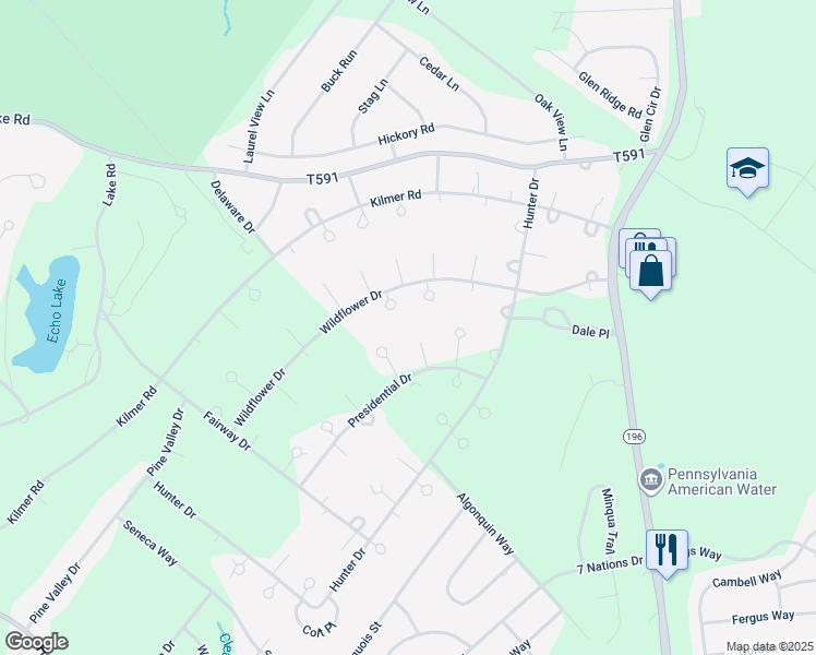 map of restaurants, bars, coffee shops, grocery stores, and more near 417 Roosevelt Lane in Tobyhanna