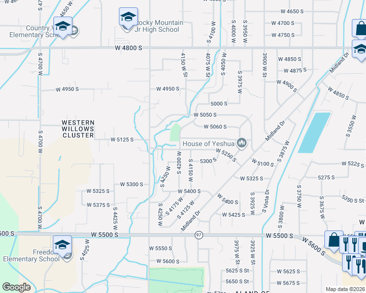 map of restaurants, bars, coffee shops, grocery stores, and more near 4146 West 5300 South in Roy