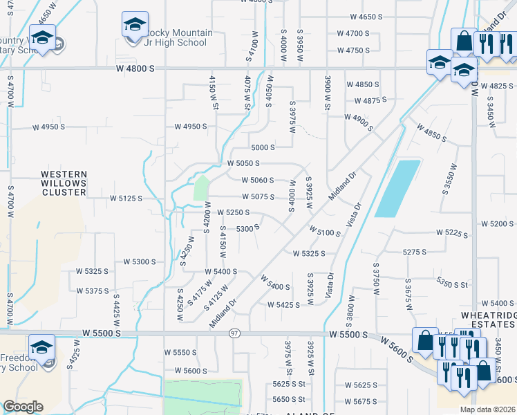 map of restaurants, bars, coffee shops, grocery stores, and more near 4064 West 5250 South in Roy