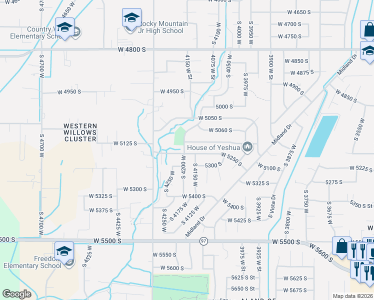 map of restaurants, bars, coffee shops, grocery stores, and more near 4146 West 5300 South in Roy