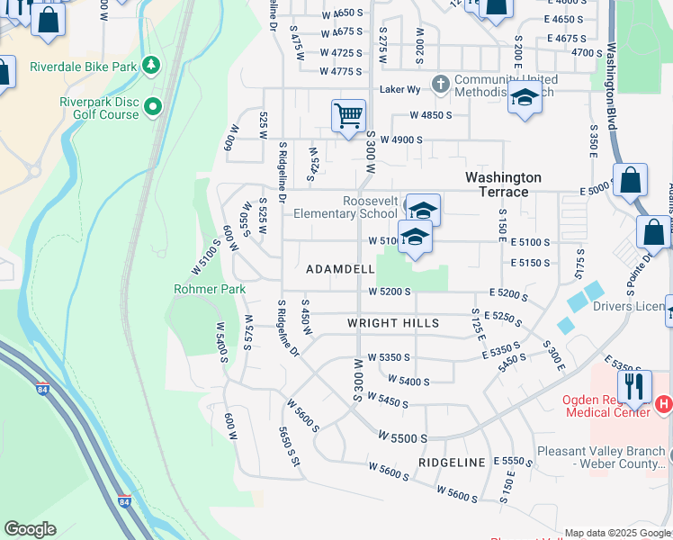 map of restaurants, bars, coffee shops, grocery stores, and more near 312 West 5200 South in Washington Terrace