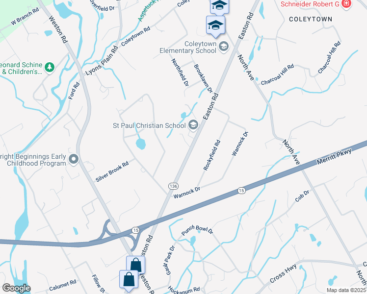 map of restaurants, bars, coffee shops, grocery stores, and more near 37 Easton Road in Westport