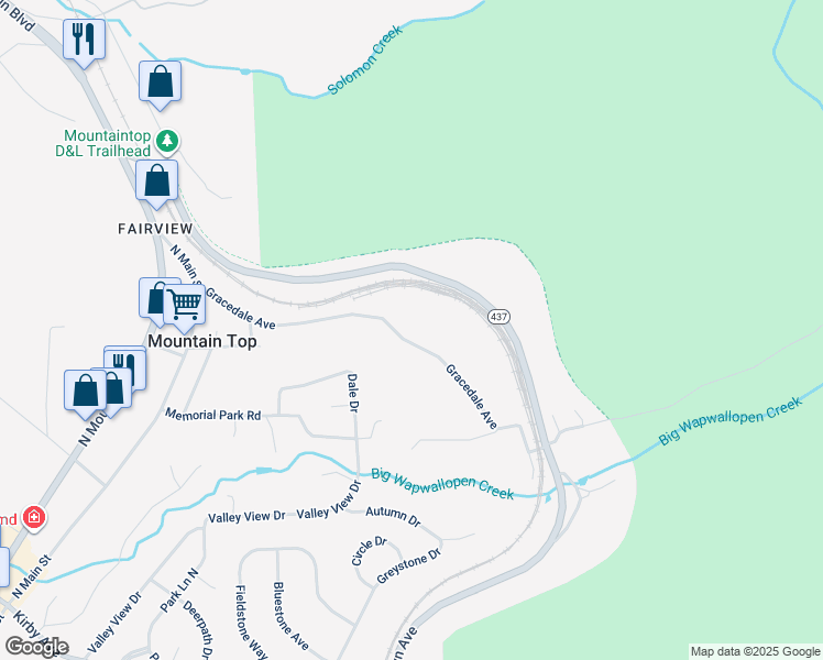 map of restaurants, bars, coffee shops, grocery stores, and more near 100 Gracedale Avenue in Mountain Top