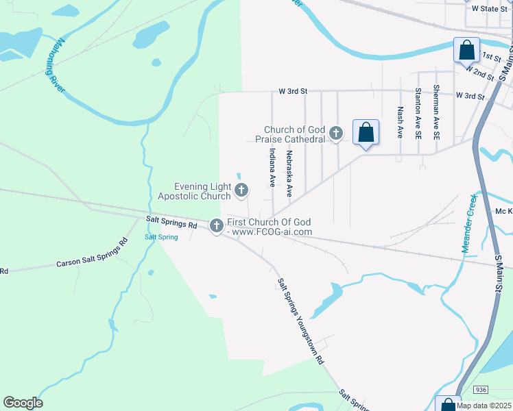 map of restaurants, bars, coffee shops, grocery stores, and more near 702 Indiana Avenue in Niles
