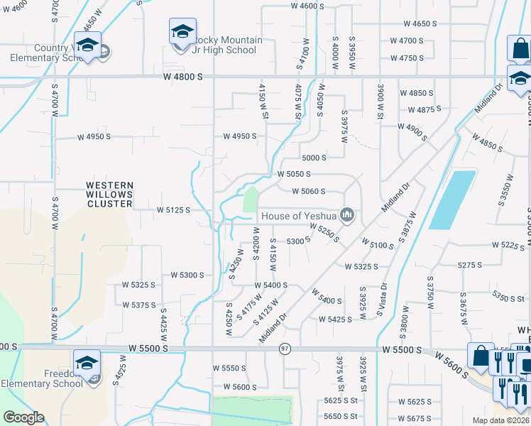 map of restaurants, bars, coffee shops, grocery stores, and more near 4176 West 5075 South in Roy