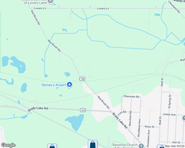 map of restaurants, bars, coffee shops, grocery stores, and more near 6560 Red Brush Road in Ravenna
