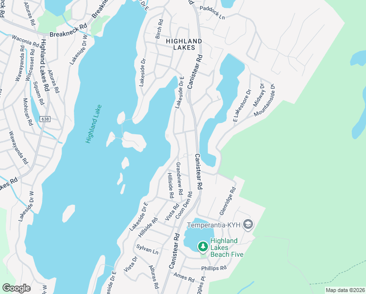 map of restaurants, bars, coffee shops, grocery stores, and more near 1104 Lakeside Drive East in Vernon Township