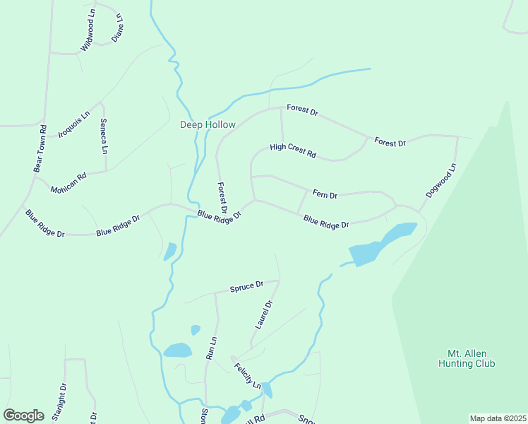 map of restaurants, bars, coffee shops, grocery stores, and more near 282 Blue Ridge Drive in Monroe County