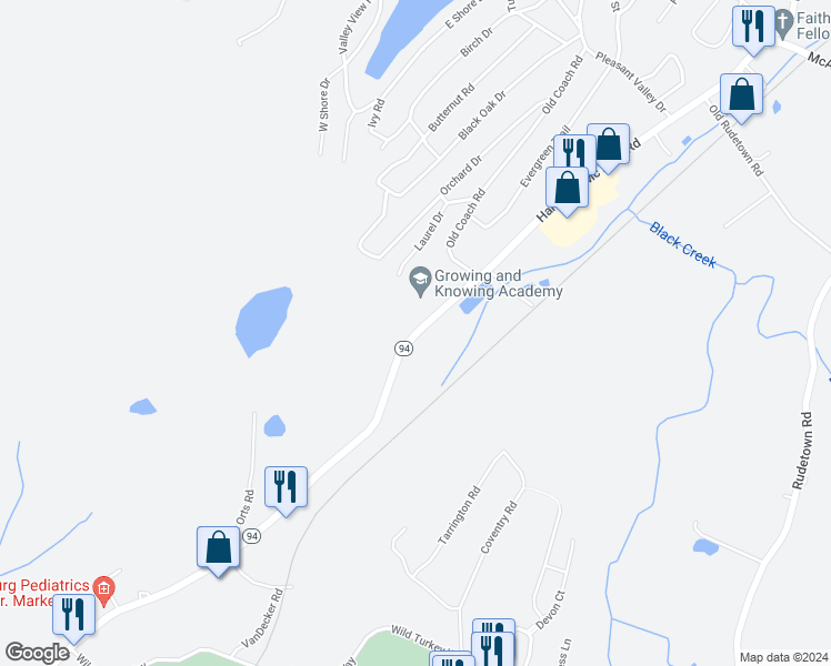 map of restaurants, bars, coffee shops, grocery stores, and more near 7419 New Jersey 94 in Hamburg