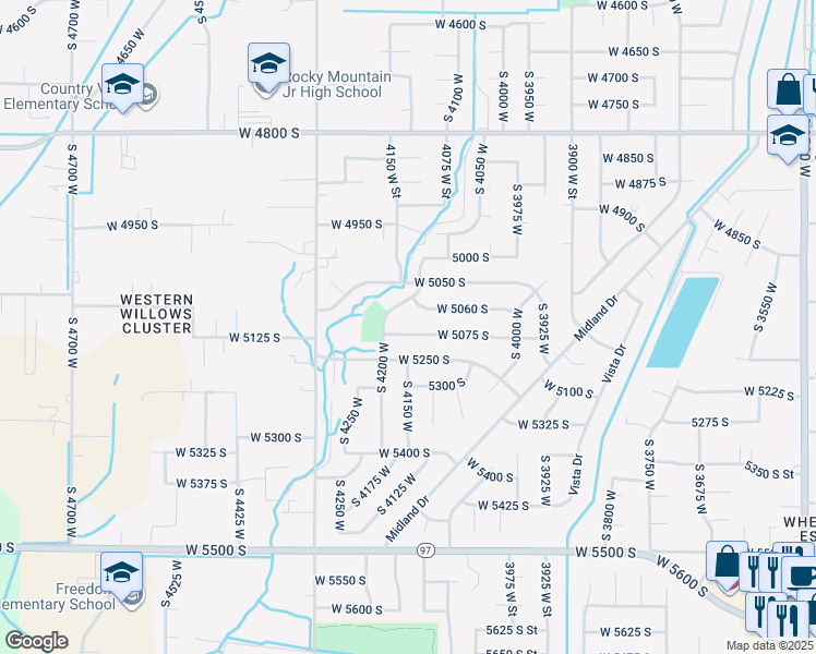 map of restaurants, bars, coffee shops, grocery stores, and more near 4176 West 5075 South in Roy