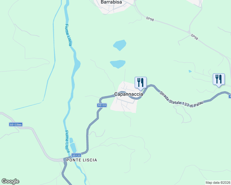 map of restaurants, bars, coffee shops, grocery stores, and more near 38 Via Giorgio Asproni in Capannaccia