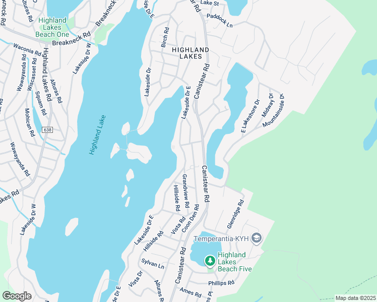 map of restaurants, bars, coffee shops, grocery stores, and more near 1108 Lakeside Drive East in Vernon Township