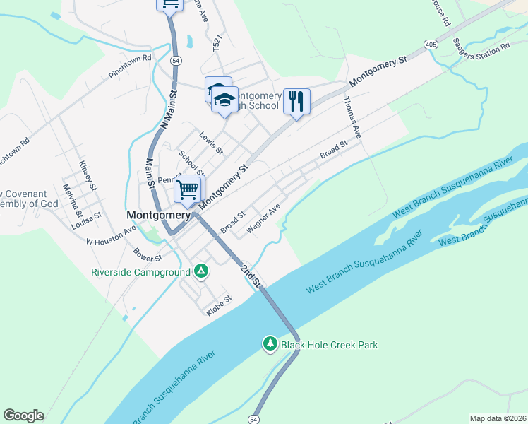 map of restaurants, bars, coffee shops, grocery stores, and more near 80 Wagner Avenue in Montgomery