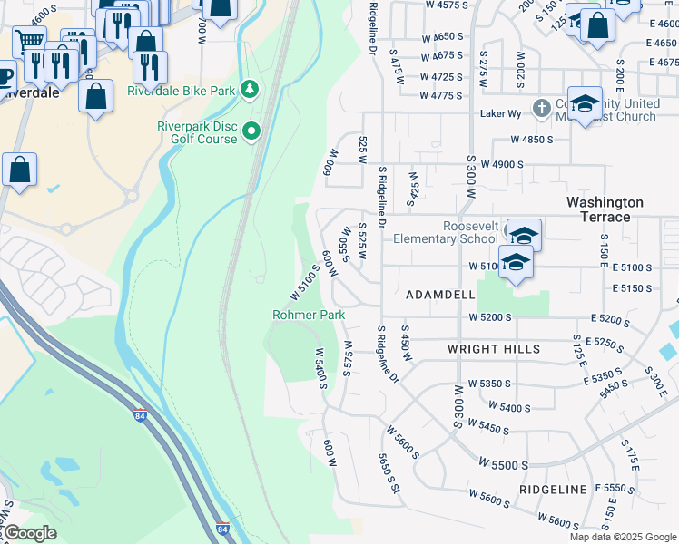 map of restaurants, bars, coffee shops, grocery stores, and more near 590 West 5150 South in Ogden