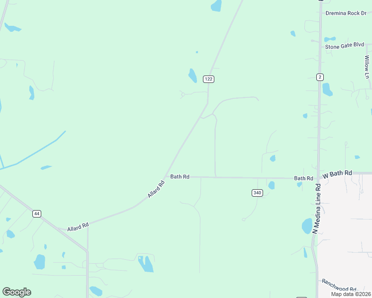 map of restaurants, bars, coffee shops, grocery stores, and more near 3871 Allard Road in Medina